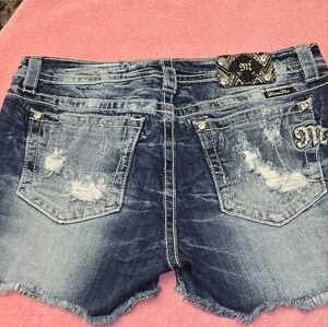 Miss Me Blue Distressed Denim Jeans with Frayed Hem